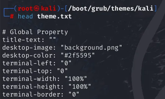 GRUB theme dosyasının kontrolü